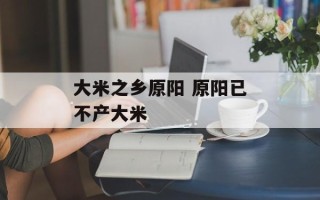 大米之乡原阳 原阳已不产大米