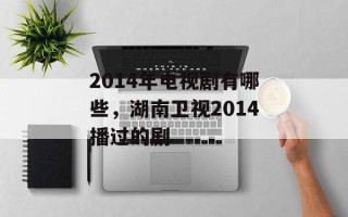 2014年电视剧有哪些，湖南卫视2014播过的剧