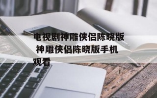 电视剧神雕侠侣陈晓版 神雕侠侣陈晓版手机观看