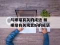 与眼睛有关的成语 和眼睛有关寓意好的成语