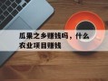 瓜果之乡赚钱吗，什么农业项目赚钱