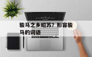 骏马之乡昭苏？形容骏马的词语