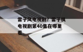 雷子风电视剧？雷子枫电视剧第40集在哪里看