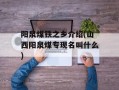 阳泉煤铁之乡介绍(山西阳泉煤专现名叫什么)