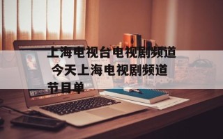 上海电视台电视剧频道 今天上海电视剧频道节目单