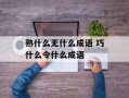 熟什么无什么成语 巧什么令什么成语
