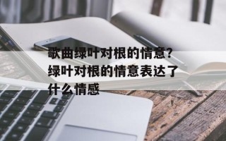 歌曲绿叶对根的情意？绿叶对根的情意表达了什么情感