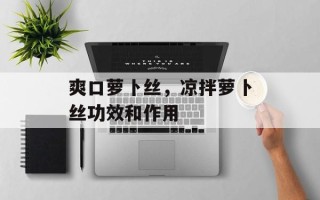 爽口萝卜丝，凉拌萝卜丝功效和作用