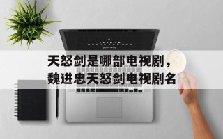 天怒剑是哪部电视剧，魏进忠天怒剑电视剧名