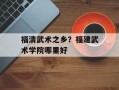 福清武术之乡？福建武术学院哪里好