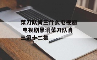菜刀队肖三什么电视剧 电视剧黑洞菜刀队肖三第十二集