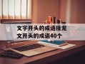 文字开头的成语接龙 文开头的成语40个
