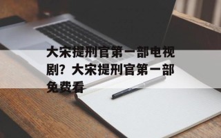 大宋提刑官第一部电视剧？大宋提刑官第一部免费看