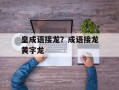 皇成语接龙？成语接龙黄字龙