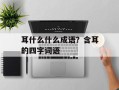 耳什么什么成语？含耳的四字词语