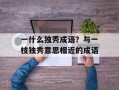 一什么独秀成语？与一枝独秀意思相近的成语