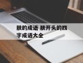 肤的成语 肤开头的四字成语大全