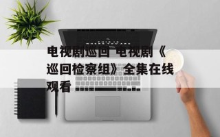 电视剧巡回 电视剧《巡回检察组》全集在线观看
