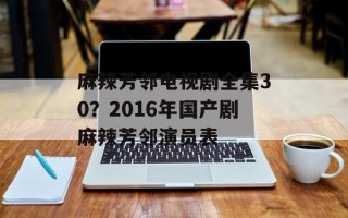 麻辣芳邻电视剧全集30？2016年国产剧麻辣芳邻演员表