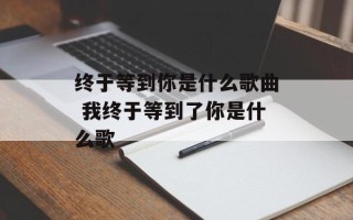 终于等到你是什么歌曲 我终于等到了你是什么歌