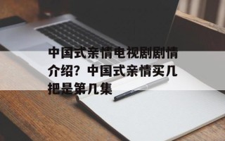 中国式亲情电视剧剧情介绍？中国式亲情买几把是第几集