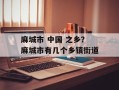 麻城市 中国 之乡？麻城市有几个乡镇街道