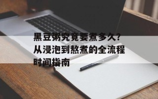 黑豆粥究竟要煮多久？从浸泡到熬煮的全流程时间指南