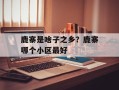 鹿寨是啥子之乡？鹿寨哪个小区最好