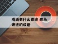 成语老什么识途 老马识途的成语